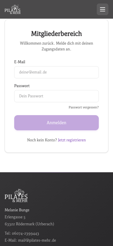 Login-Seite am Handy